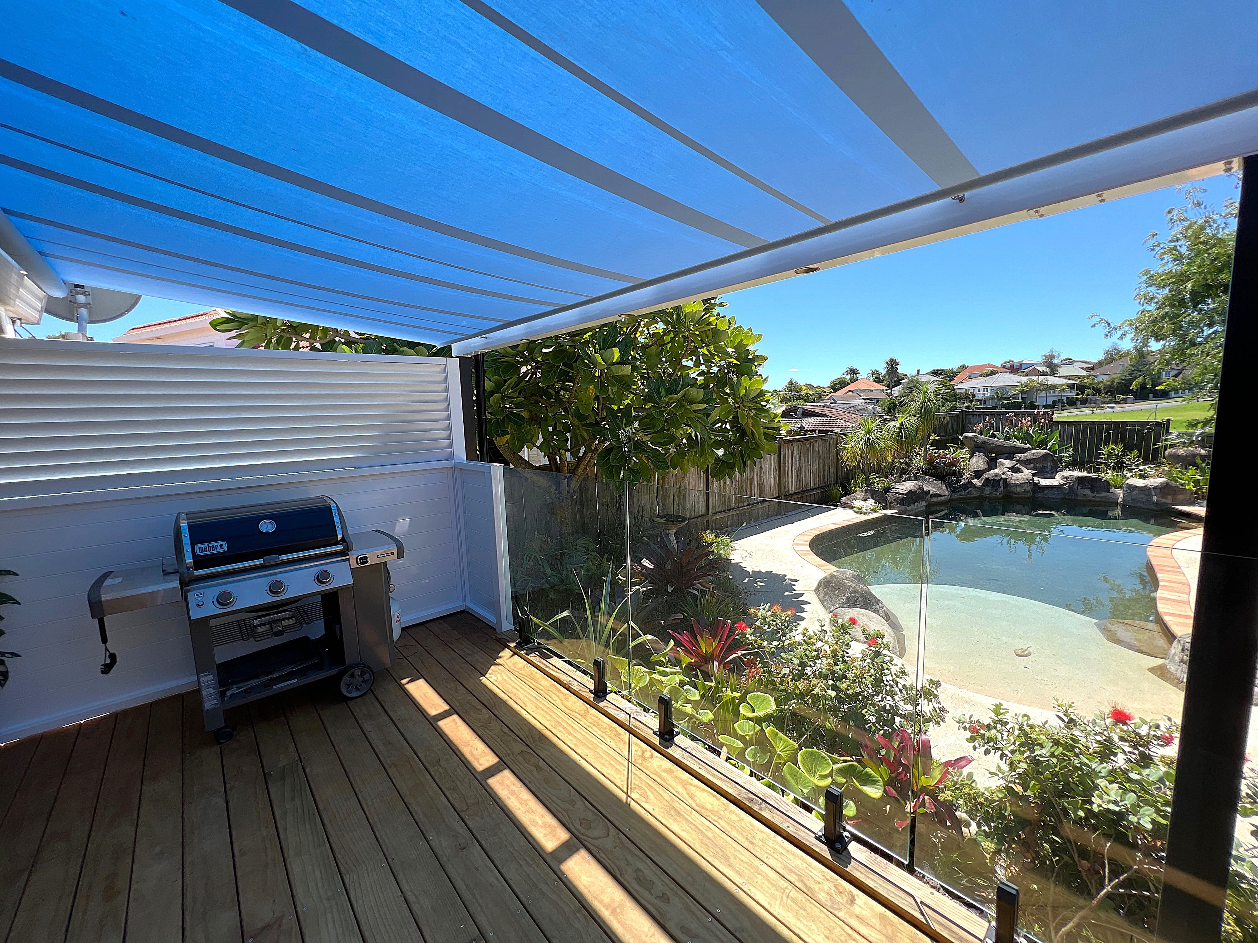 Patio with retractable awning